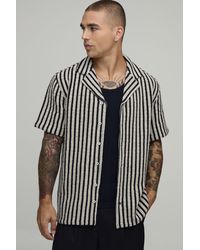 BoohooMAN - Regular Fit Stripe Basket Weave Shirt - Lyst