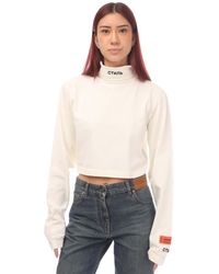 Heron Preston - Ctnmb Cropped Roll Neck T-shirt (wit, Zwart) - Lyst