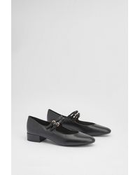 Good for the Sole - Maxine Faux Leather Double Buckle Low Block Heel Ballerinas - Lyst