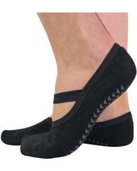 Sock Snob - 2 Pairs Ladies Non Slip Grip Invisible Pilates Yoga Socks With Straps Cotton - Lyst