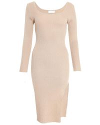 Quiz - Petite Knit Long Sleeve Bodycon Midi Dress Viscose - Lyst