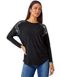 Roman - Stud Embellished Stretch Jersey Top - Lyst