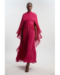 Karen Millen - Crinkle Cross Front Georgette Woven Maxi Dress - Lyst