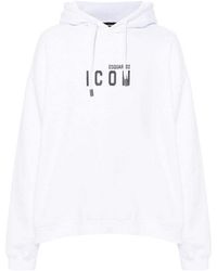 DSquared² - Witte Hoodie Met Zwart Iconisch Logo - Lyst