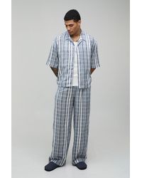 BoohooMAN - Lightweight Cheesecloth Stripe Oversized Shirt & Relaxed Trouser Set - Lyst