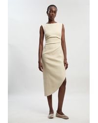 Karen Millen - Petite Boucle Tailored Ruched Detail Midi Dress - Lyst