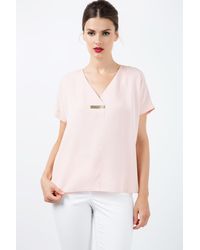 Conquista - Top Met Korte Mouwen En V-hals - Lyst