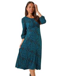 Roman - Petite Abstract Swirl Midi Dress - Lyst