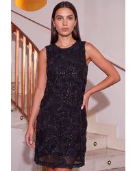 Roman - Floral Sequin Shift Dress - Lyst