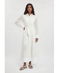 Karen Millen - Cotton Broderie Belted Shirt Dress - Lyst