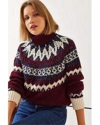 Bianco Lucci - Rollkragen-Jacquard-Strickpullover - Lyst