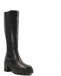 Dune - Ladies Time - Leather Block Heel Knee-high Boots Leather - Lyst