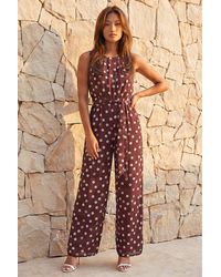 Roman - Spot Pleat Neck Jumpsuits - Lyst