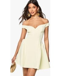 Boohoo - Bardot Structured Volume Skater Mini Dress - Lyst