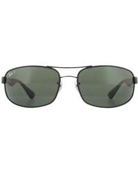 Ray-Ban - Lunettes De Soleil Rayban 3445 Noir Vert Polarisé 002/58 64Mm - Lyst