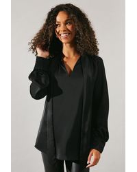 Wallis - Occasion Satin Tie Neck Blouse - Lyst