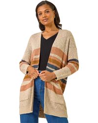 Roman - Stripe Knit Longline Cardigan - Lyst