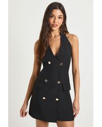 Boohoo - Tailored Halterneck Mini Dress - Lyst