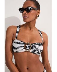 Karen Millen - Slinky Bandeau Palm Print Bikini Top - Lyst
