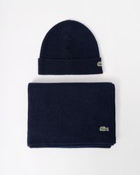 Lacoste - Beanie And Scarf Set - Lyst