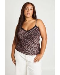 Boohoo - Plus Lace Trim Strappy Cami Top - Lyst