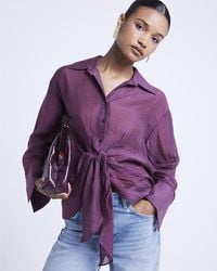 River Island - Red Twist Front Button Up Shirt - Lyst