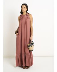 Gini London - Tie Shoulder Trapeze Maxi Dress - Lyst