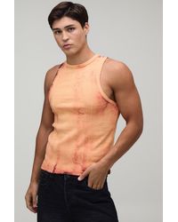 BoohooMAN - Muscle Fit Spray Wash Ribbed Vest - Lyst