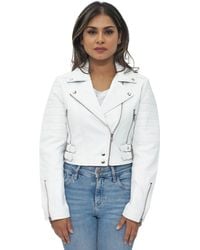 Infinity Leather - Cropped Brando Biker Jacket-Damascus - Lyst
