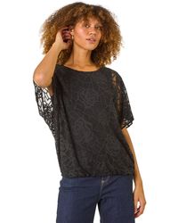 Roman - Rose Print Burnout Mesh Top - Lyst
