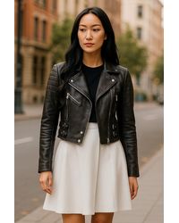 Infinity Leather - Cropped Brando Biker Jacket-Durban Lamb Leather - Lyst