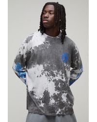 BoohooMAN - Oversized Tie Dye Official Print Long Sleeve T-Shirt - Lyst