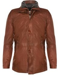 Infinity Leather - Removable Collar Mid Length Warm Jacket - Lyst