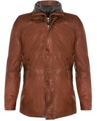 Infinity Leather - Removable Collar Mid Length Warm Jacket - Lyst