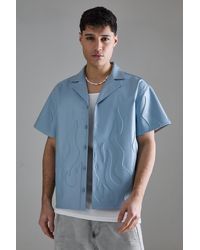 BoohooMAN - Short Sleeve Drop Revere Boxy Pu Embossed Shirt - Lyst