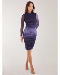 Pink Vanilla - Long Sleeve Ombre Mesh Midi Dress - Lyst