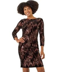Roman - Sequin Velvet Shift Stretch Dress - Lyst