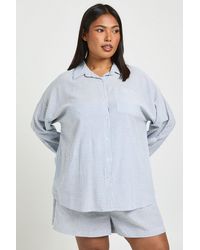 Boohoo - Plus Stripe Oversized Shirt - Lyst