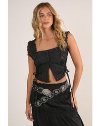 Nasty Gal - Soft Corset Broderie Lace Up Side Top - Lyst