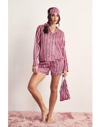 Nasty Gal - Satin Stripe Bow Print 6Pc Pajama Set - Lyst