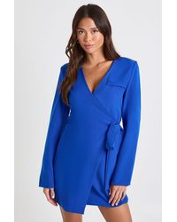 Boohoo - Collarless Tie Side Blazer Dress - Lyst