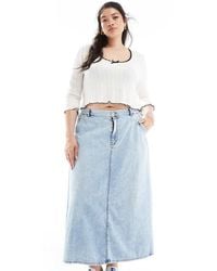 ONLY - Denim Midi Skirt - Lyst