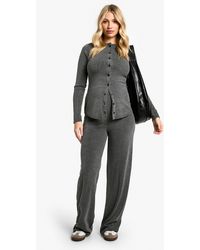 Boohoo - Maternity Soft Knit Button Cardigan & Wide Leg Trouser - Lyst