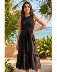 Roman - Cotton Broderie Midi Dress - Lyst