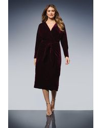 Wallis - Velvet Knot Detail Midi Dress - Lyst