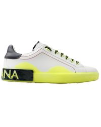 Dolce & Gabbana - Herren Weiße Gelbe Portofino Leder Sneakers Schuhe - Lyst