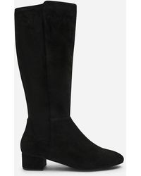 Where's That From - Wheres Paislee Round Toe Block Heel Stretch Suede Boots - Lyst