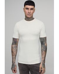 BoohooMAN - Tall Muscle Fit Soft Touch Knitted T-Shirt - Lyst