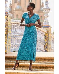 Sosandar - Aqua Animal Print Twist Front Maxi Jersey Dress - Lyst