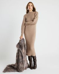 River Island - Midi Dress Knitted Structured Sleeve Viscose - Lyst